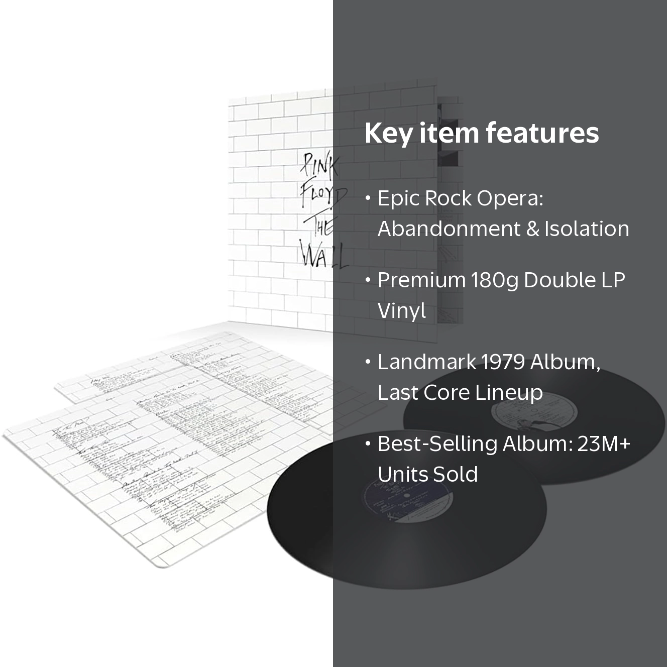 Pink Floyd Records, The Wall, 180 Gram Vinyl, Double LP - Walmart.com