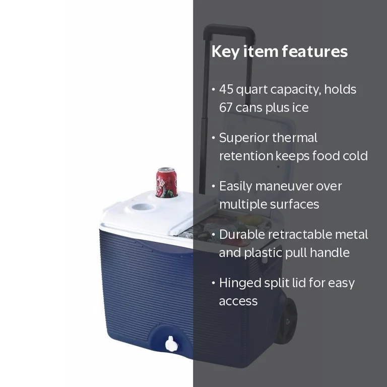 Rubbermaid 45 Quart Wheeled Cooler FG2A9102MODBL - Walmart.com