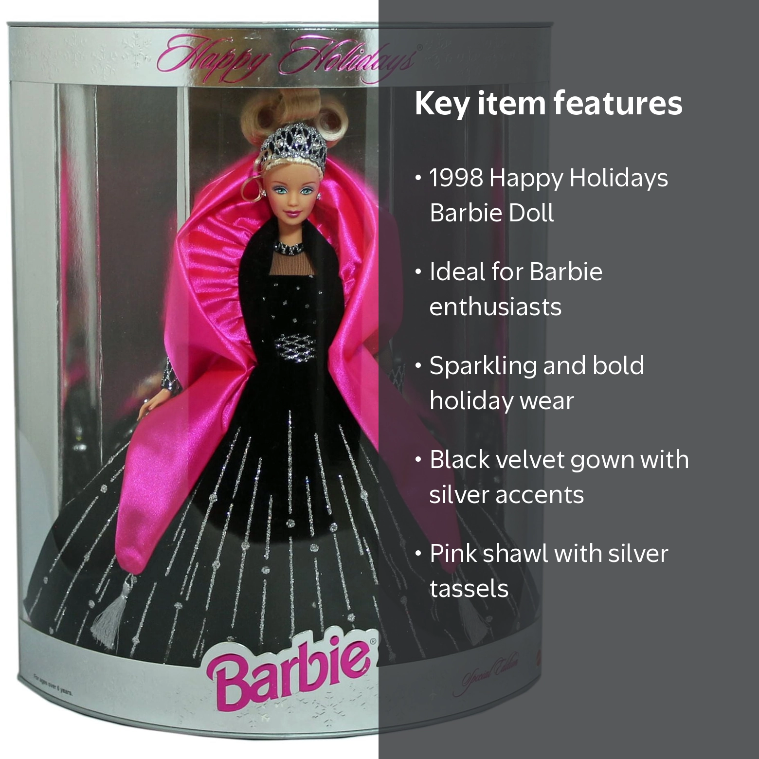 holiday barbie black and pink dress Happy Holidays Special Edition Fashion Doll vt::All Wedding::Occasion::Bachelorette