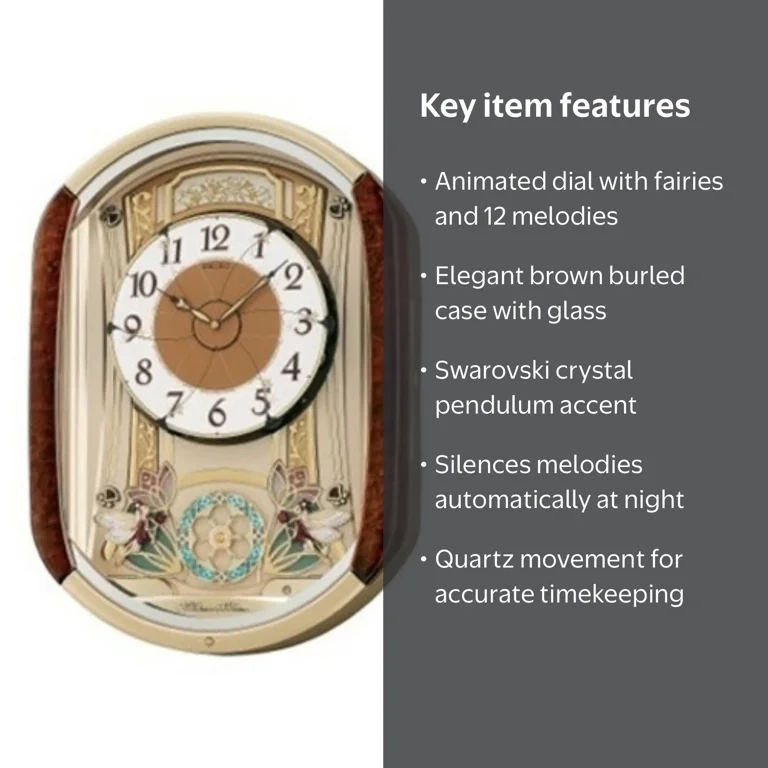 Seiko Dancing Fairies Melodies in Motion, Round, Musical Clock