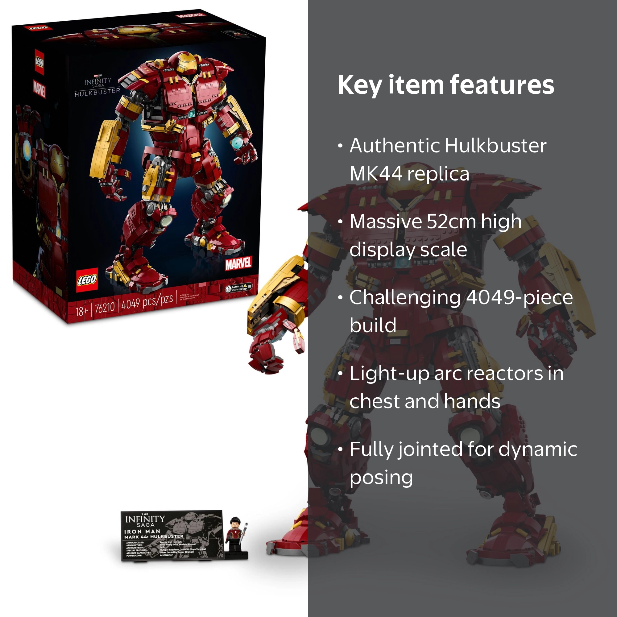 LEGO Marvel Avengers Hulkbuster 76210 - Iron Man MK44 Display 