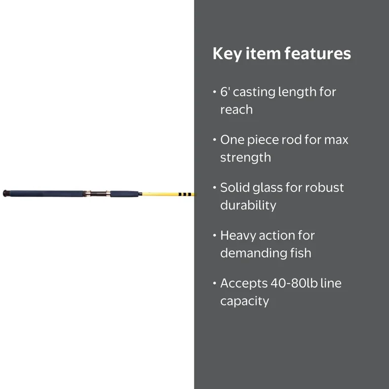 Eagle Claw Ozark Snaggin Rod 1 Piece, 6' Length, Heavy, Glass