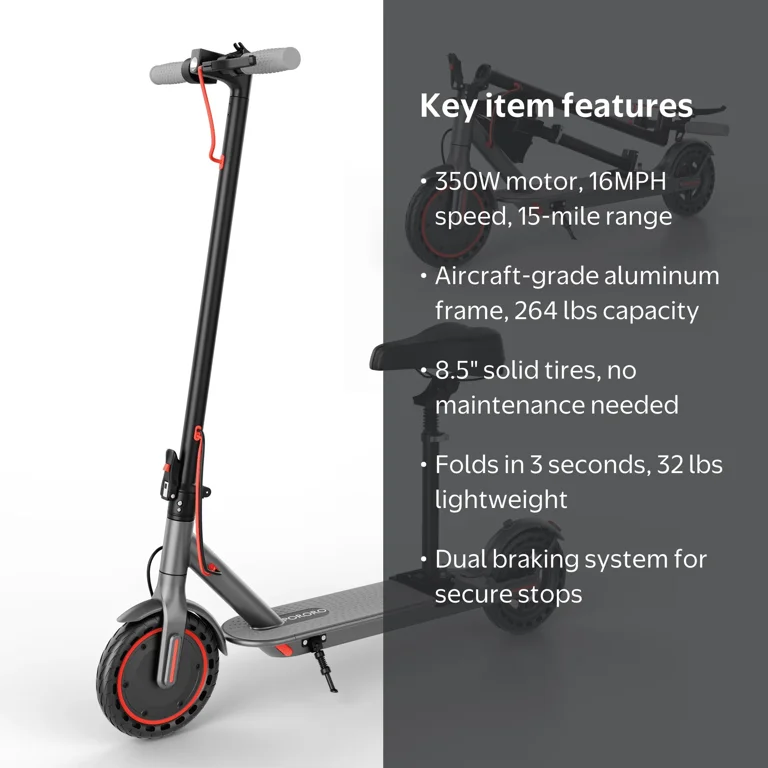 PORORO Electric Scooter with Seat, 8.5