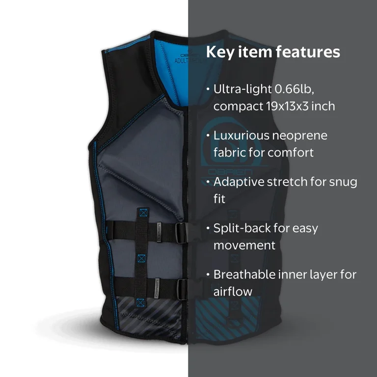 O'Brien Men's Recon M Life Jacket with Split Back Panel, and Ring