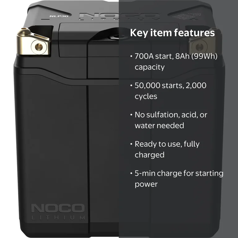 NOCO Lithium Powersport Battery, Group 30 700A 12V 8Ah - Walmart.com