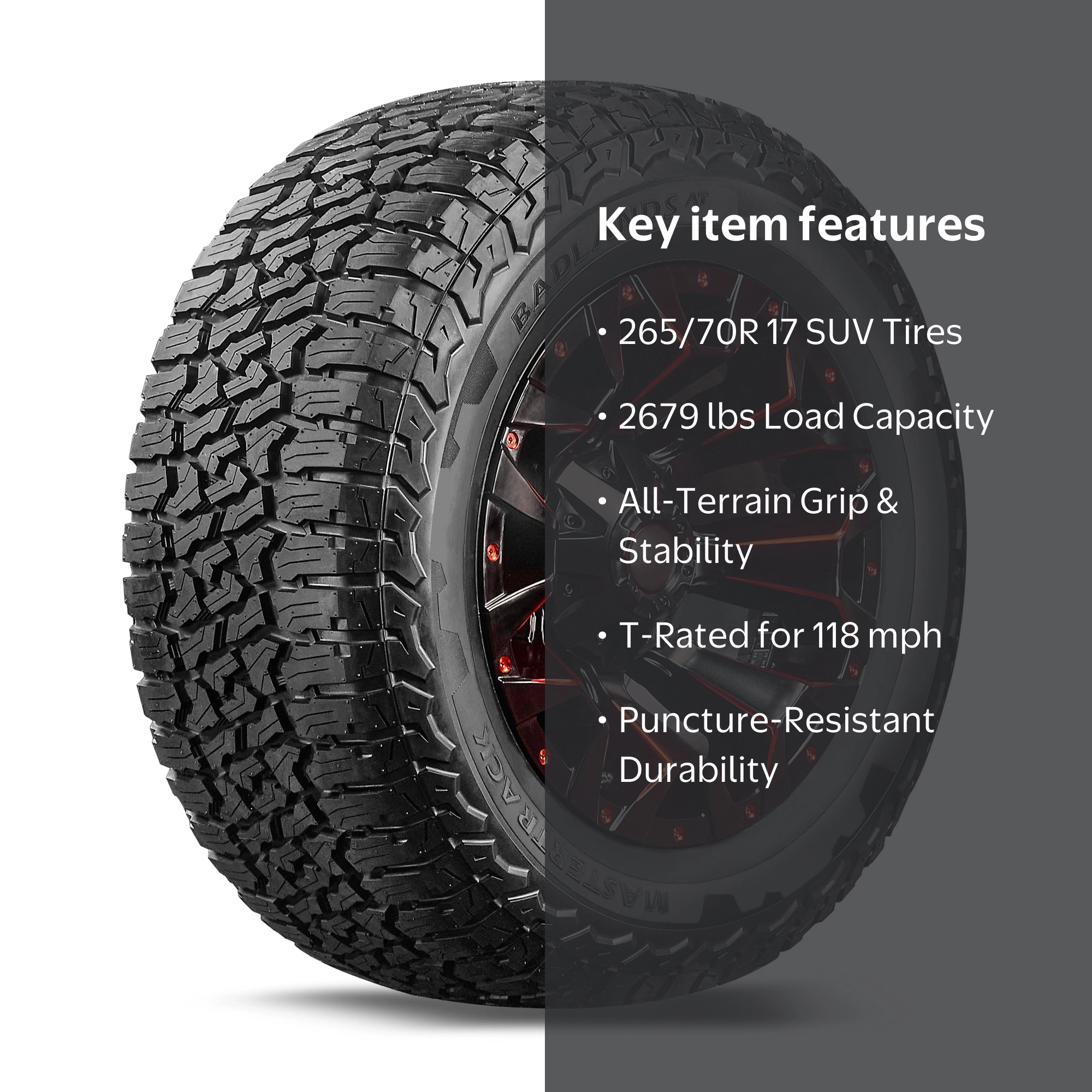 Mastertrack BADLANDS AT All Terrain 265/70R17 SUV Tire - Walmart.com