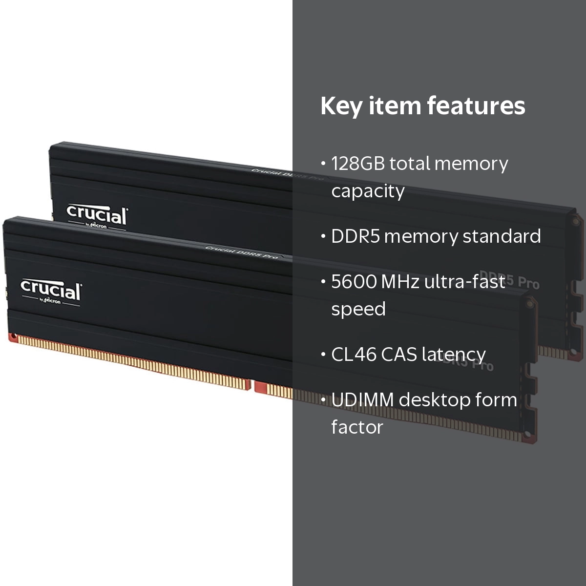 Crucial Pro 128GB (2 x 64GB) DDR5 5600 (PC5 44800) Desktop Memory