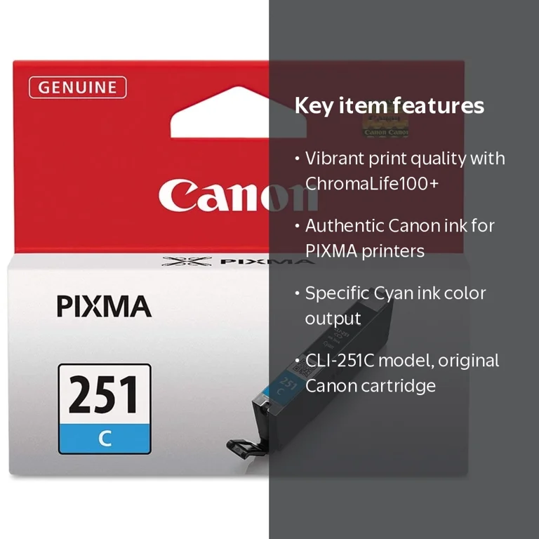 Canon, Cyan Ink Cartridge, CLI-251C, for Pixma iP7220, iP8720 +