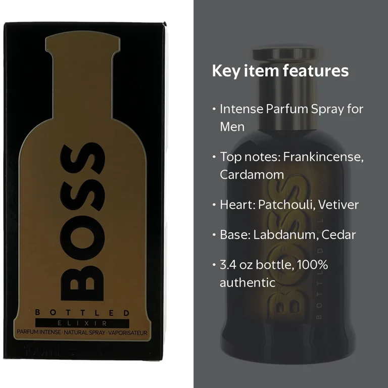HUGO BOSS, Boss Bottled Elixer, Parfum Intense Spray, 3.4 oz for