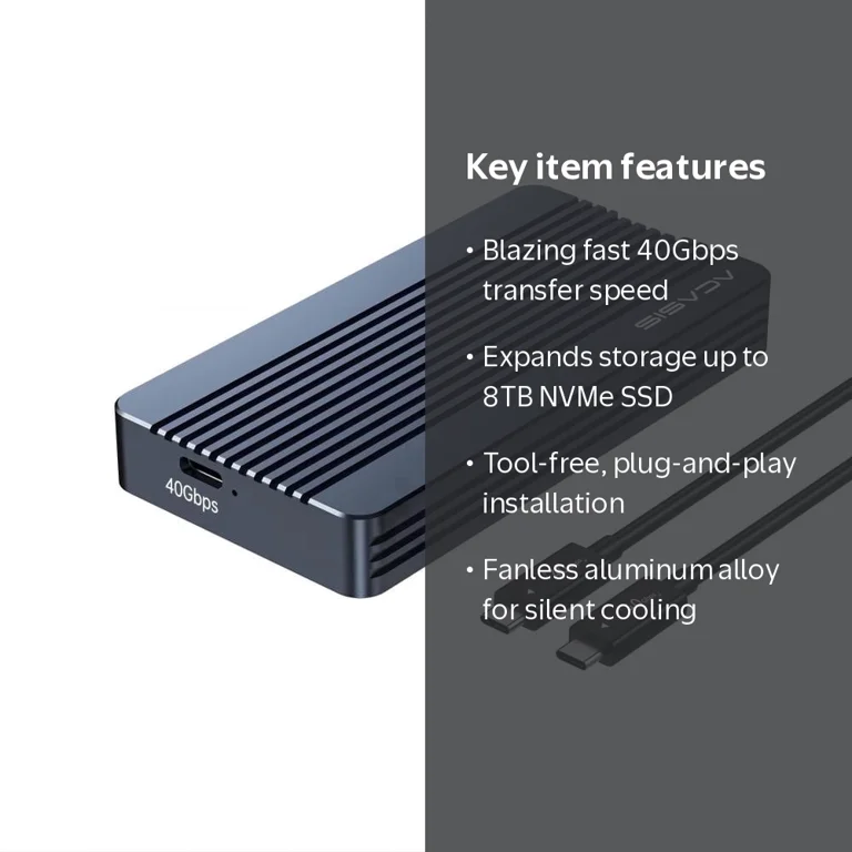 ACASIS 40Gbps M.2 NVMe SSD Enclosure for Thunderbolt 4/3 USB4