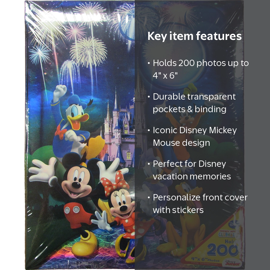 Disney, 200 Pg 4x6 Photo Album, Mickey Mouse Castle, Holds 200