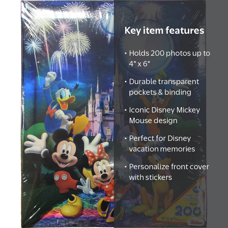 Disney, 200 Pg 4x6 Photo Album, Mickey Mouse Castle, Holds 200