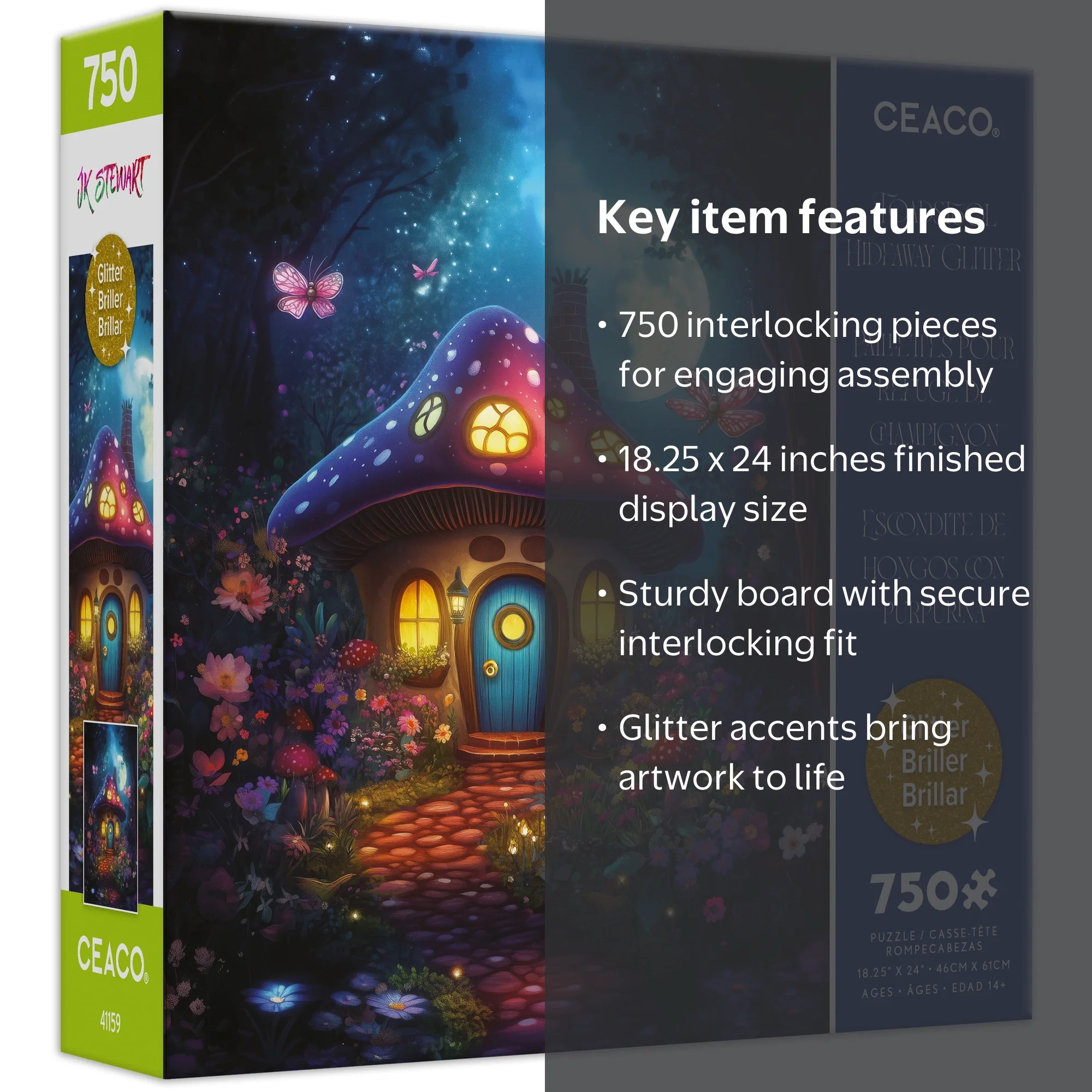 Ceaco JK Stewart Durwaigh Toadstool Hideaway Glitter 750-PC