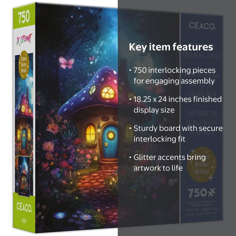 Ceaco JK Stewart Durwaigh Toadstool Hideaway Glitter 750-PC