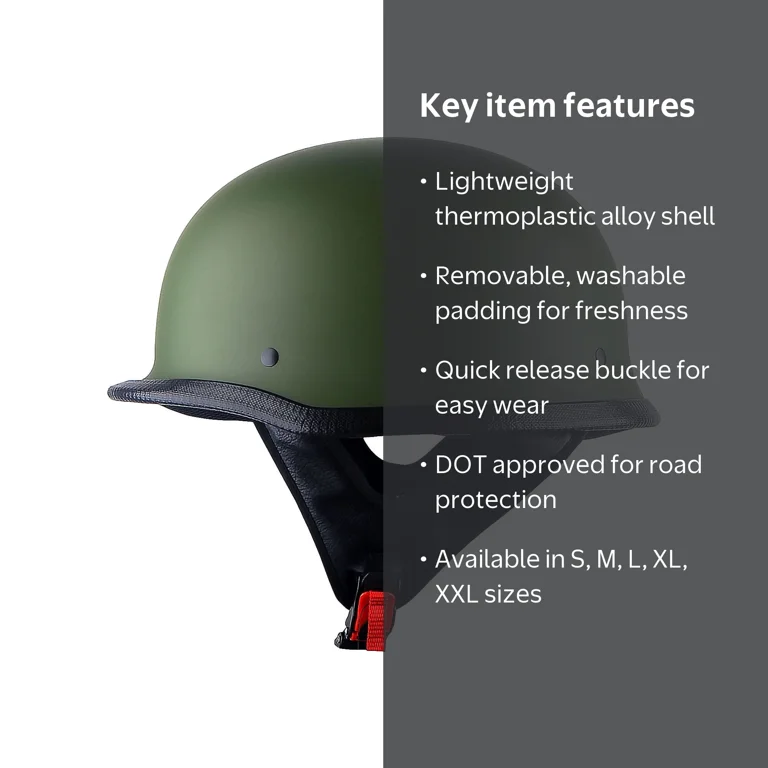 german style motorcycle helmet dot approved Micro Mayhem giving you a streamlined Mayan Style DOT Half Helmet