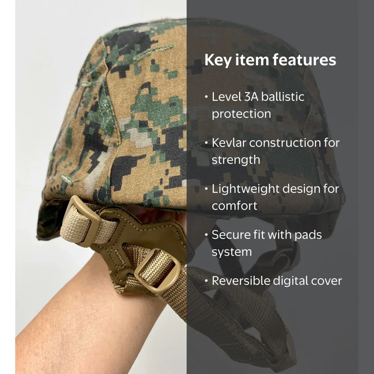 USMC Gentex Lightweight Military Helmet with Chin Strap - Large