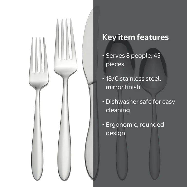Oneida Solefield 45-Piece Mirror Stainless Steel Flatware Set