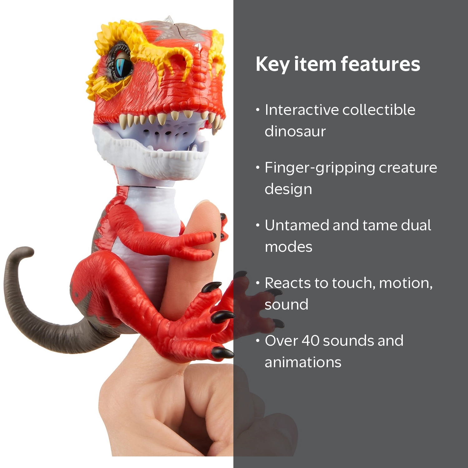 WowWee Fingerlings Untamed T-Rex Raptor - Ripsaw - Red ALIVE DINO
