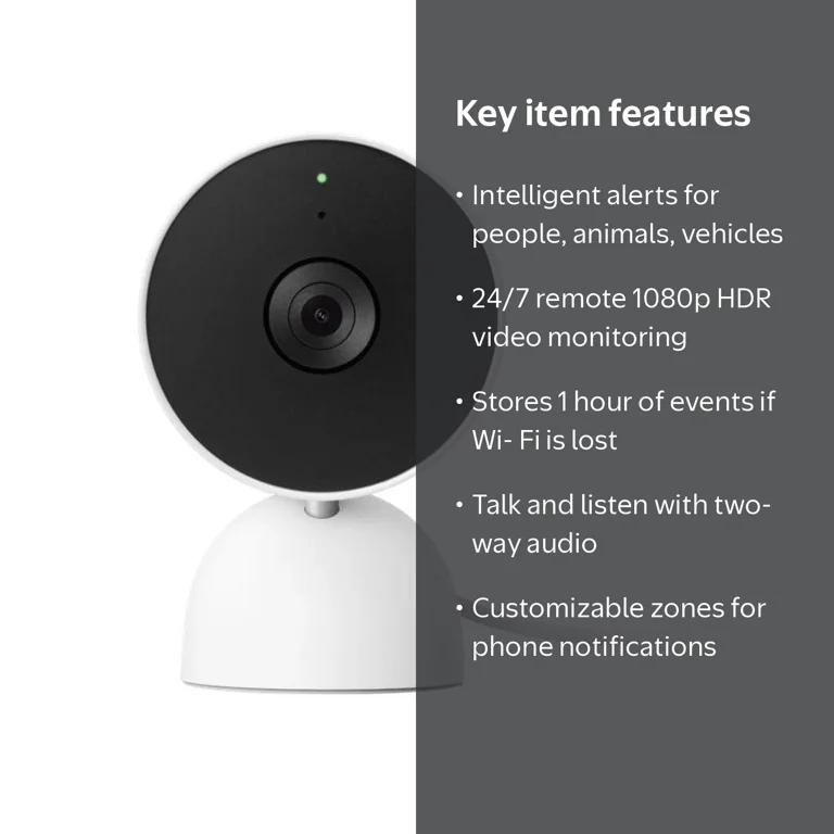 Google, Security Camera, Indoor Wired, Snow, 3.9