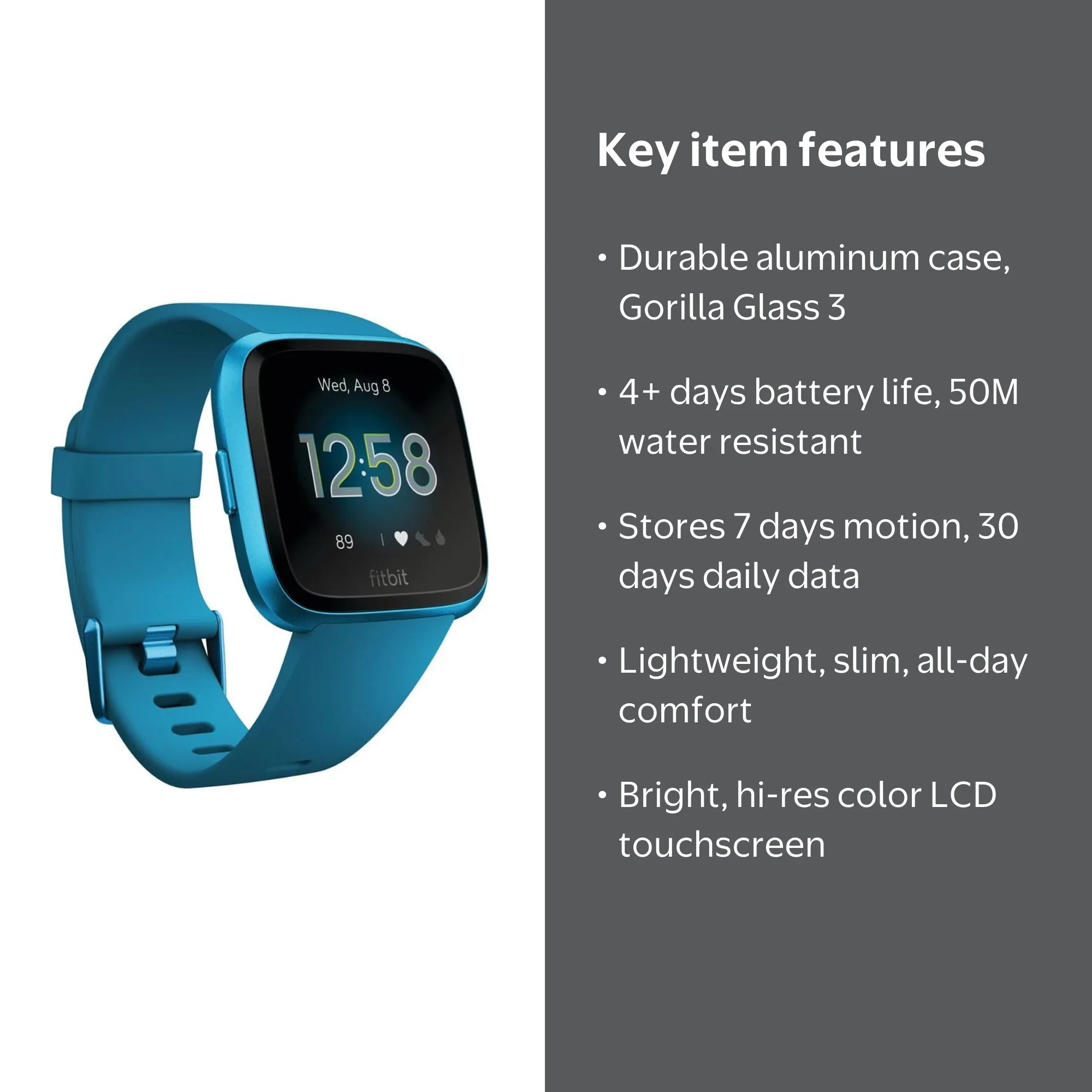 Fitbit Versa Lite Edition Smart Watch with Classic Wristband and 4