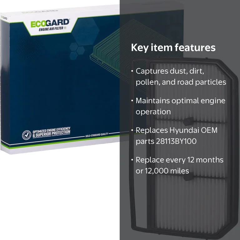 ECOGARD, Engine Air Filter, XA12036, for Hyundai Elantra 2021-2026