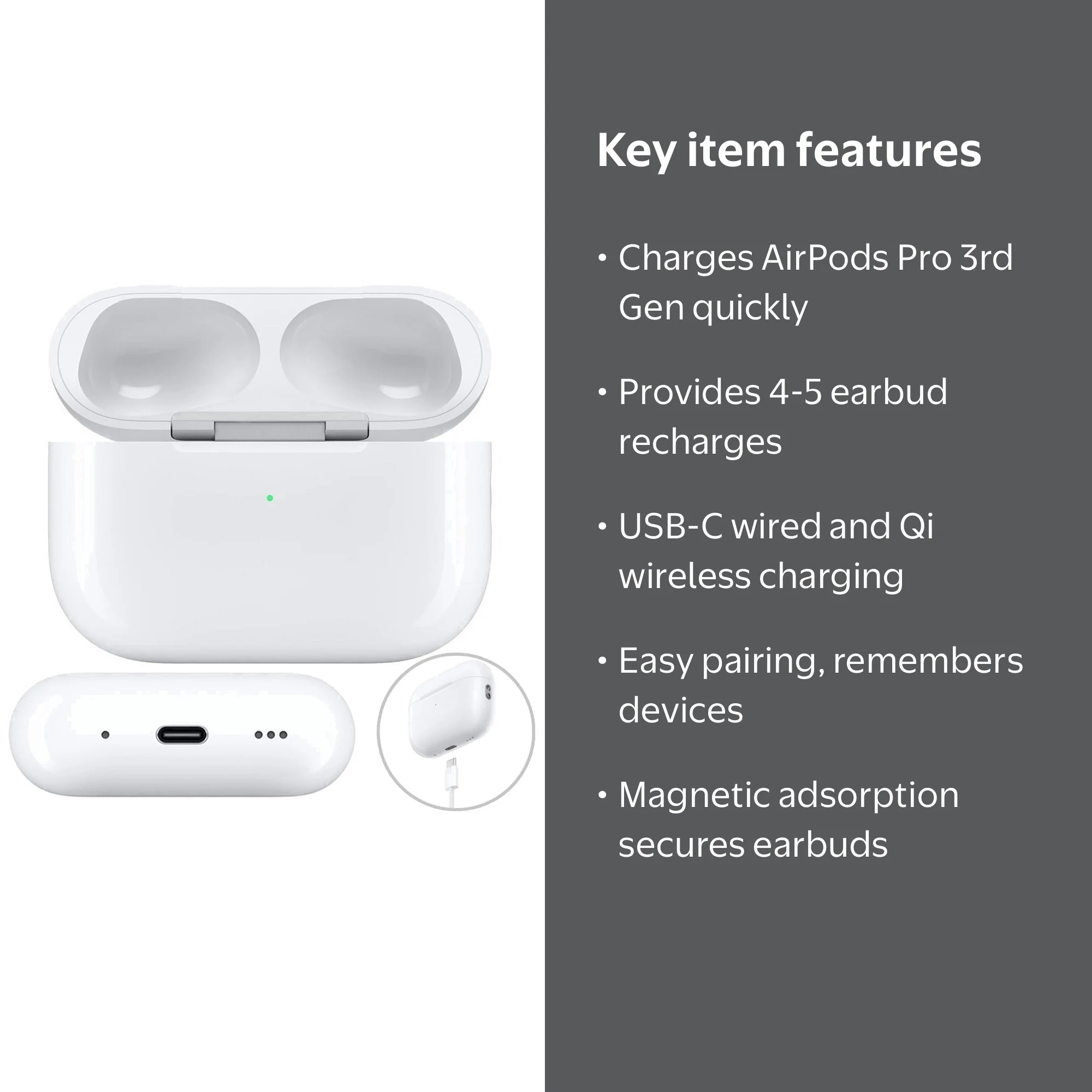 Replacement Wireless Charging Case for AirPods Pro 3 (A3063, A3064