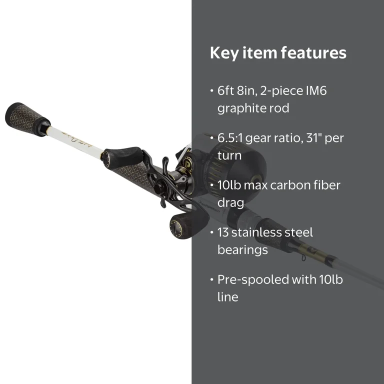 ProFISHiency Sniper 6ft 8in Medium Graphite Spincast Combo, Pre