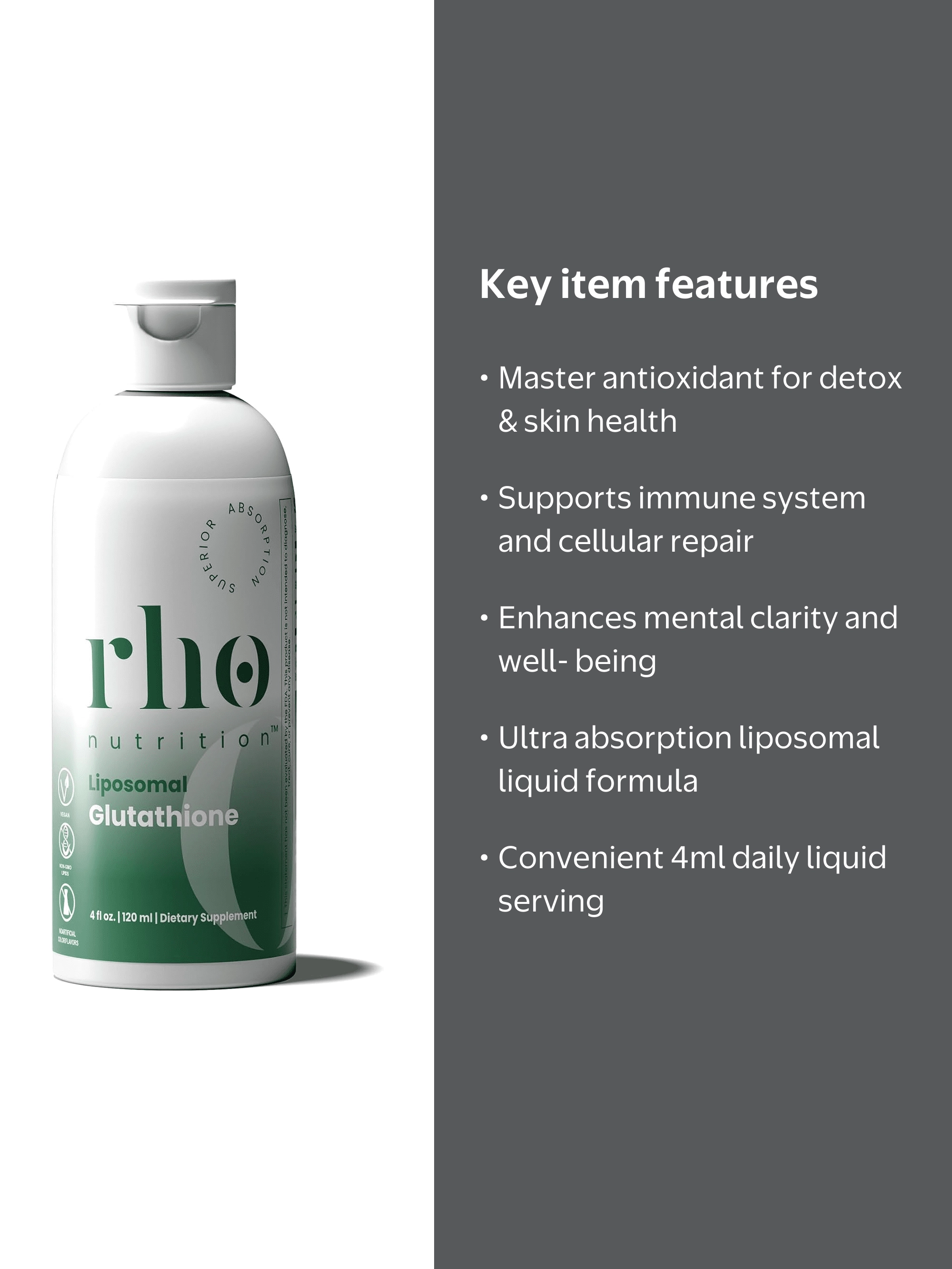 rho glutathion Rho Nutrition Liposomal Glutathione - Ultra High Absorption Liquid  Glutathione Supplement Supports Natural Detoxification, Immune System, Skin  Health, Mental Clarity & Overall Well-Being