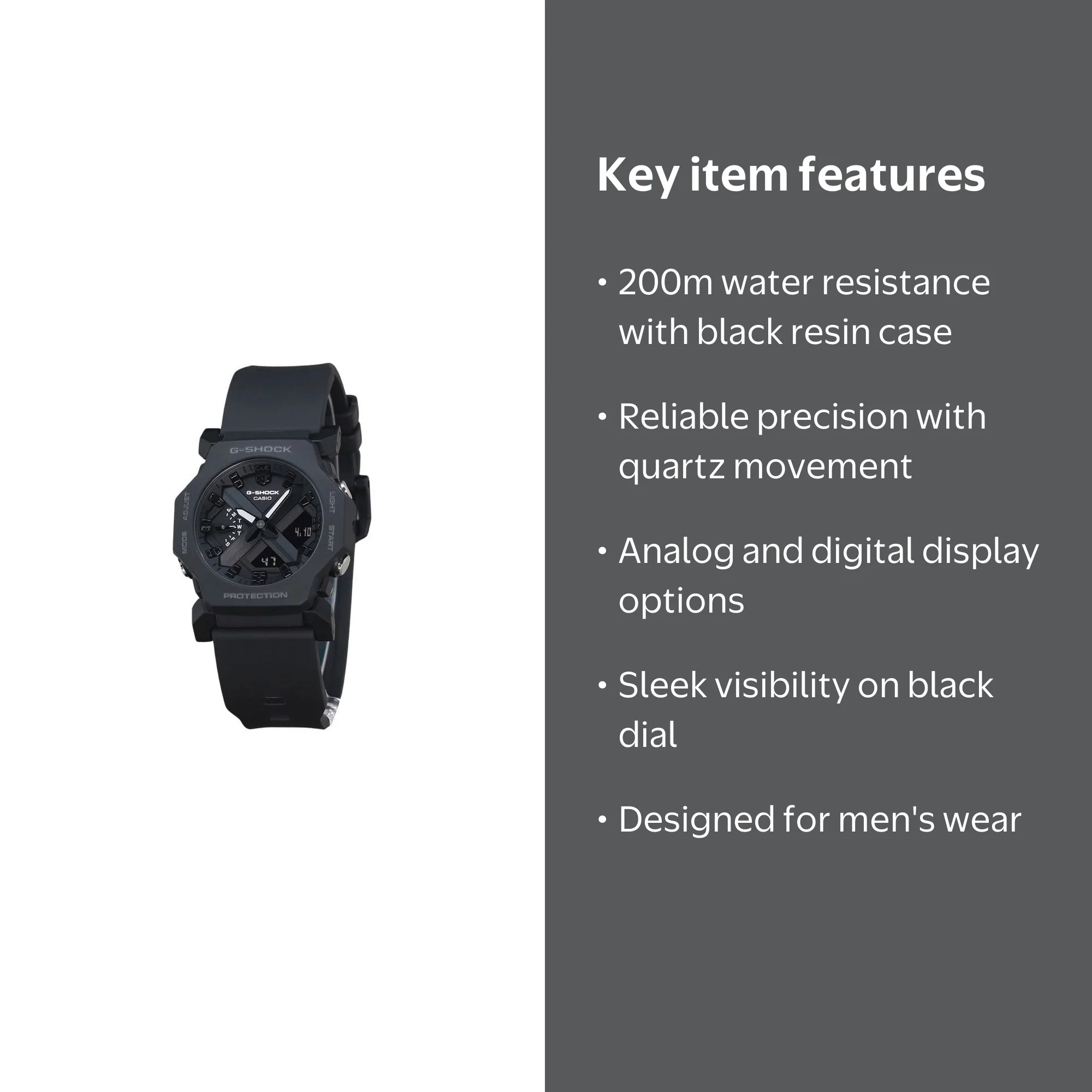 Casio G-Shock Analog Digital Black Resin Black Dial Quartz GA-2300
