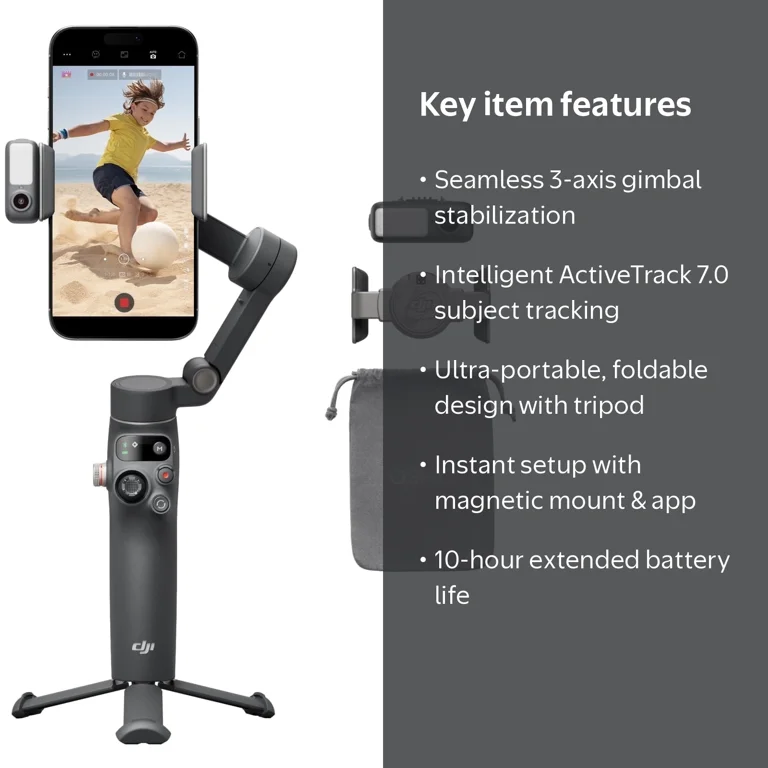 DJI Osmo Mobile 7P Smartphone Gimbal Stabilizer, 3-Axis, Magnetic