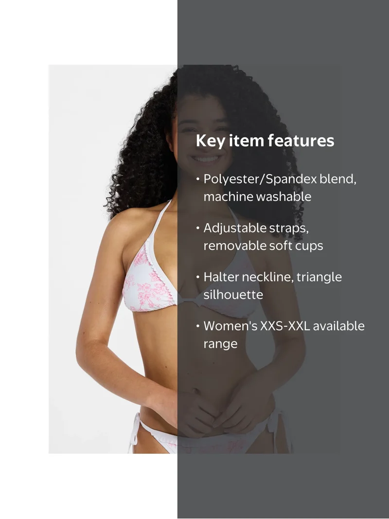 No Boundaries Ruffle Triangle Bikini Top, Women's XXS-XXL