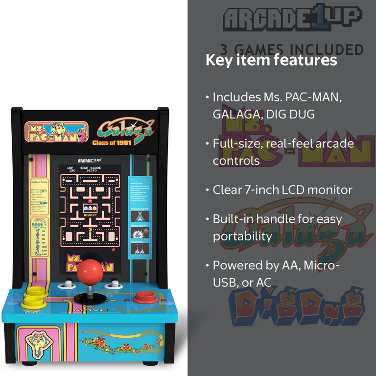 Arcade1Up, Class of 81 Ms. PAC-MAN and GALAGA Countercade, Blue
