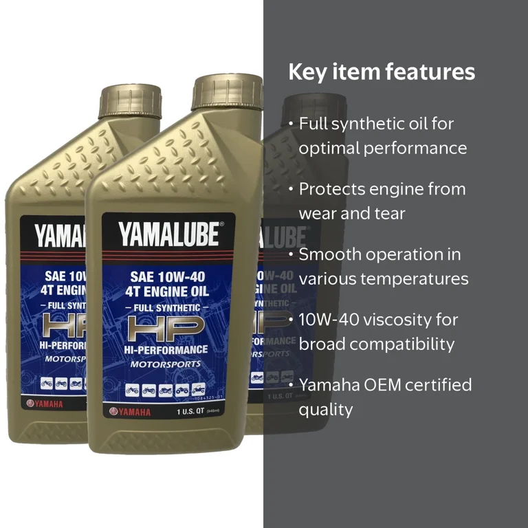 Yamaha Yamalube Full Synthetic 10W-40 Oil, 3 Pack, 3 Quarts