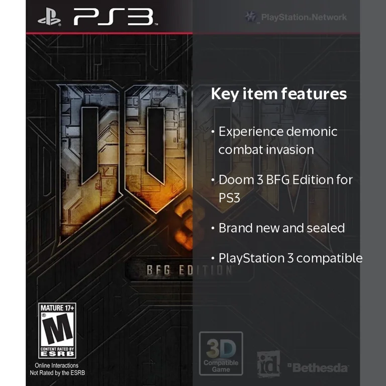 Bethesda Softworks, Doom 3 BFG Edition, PlayStation 3, includes