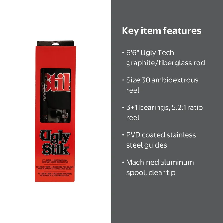 Ugly Stik Spinning Travel Combo, 6'6