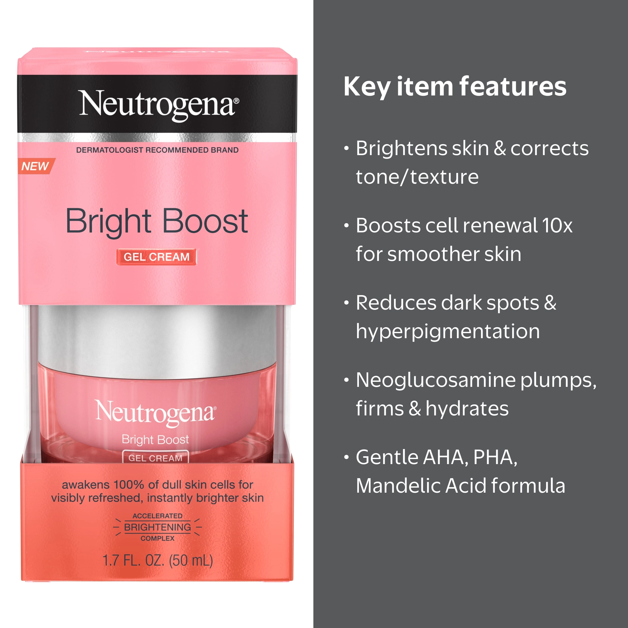Neutrogena Bright Boost Facial Moisturiser, Brightening Gel Face
