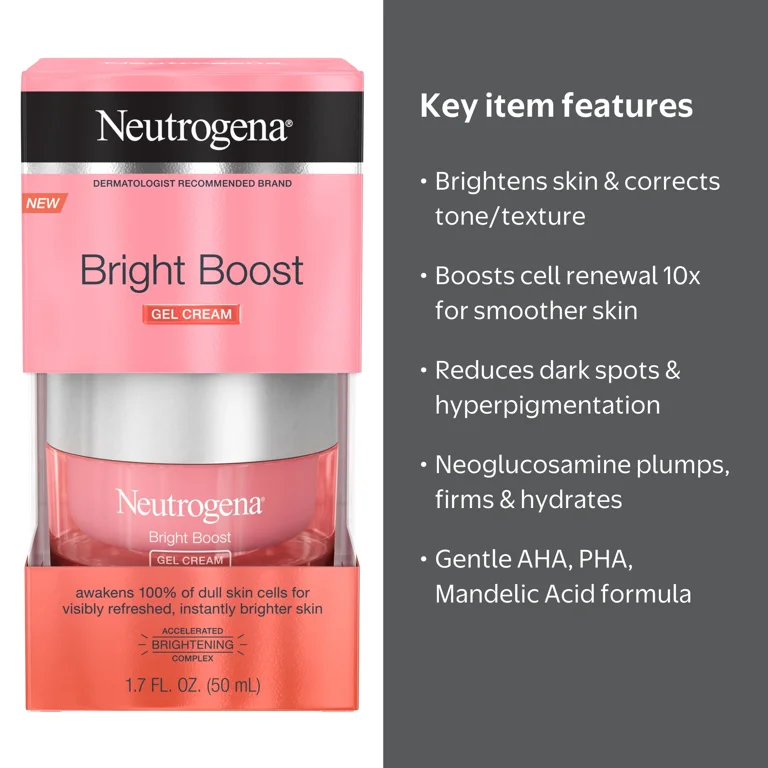 Neutrogena Bright Boost Facial Moisturiser, Brightening Gel Face