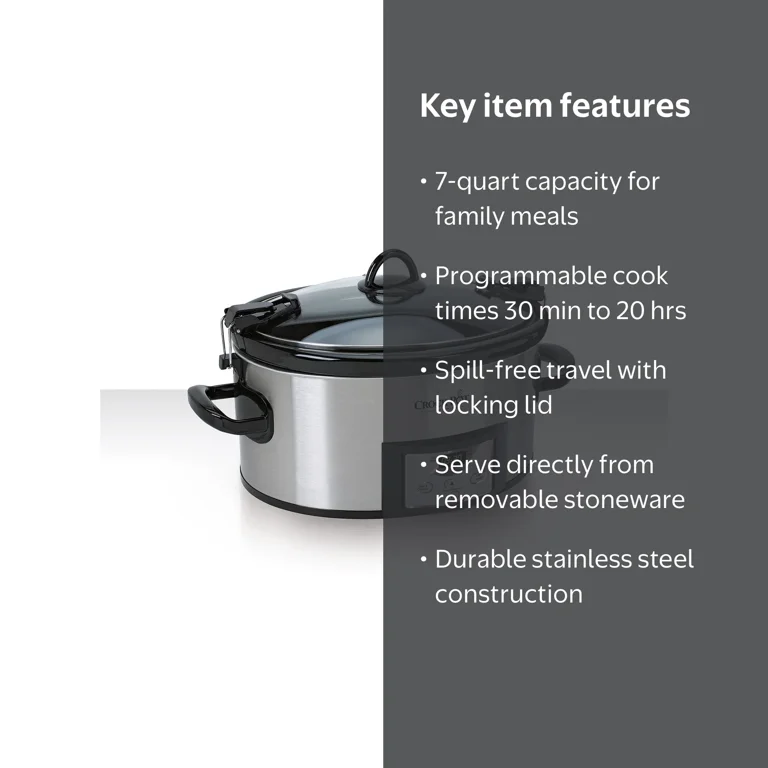 Crock-Pot, Programmable Slow Cooker, 7-Quart Stainless Steel