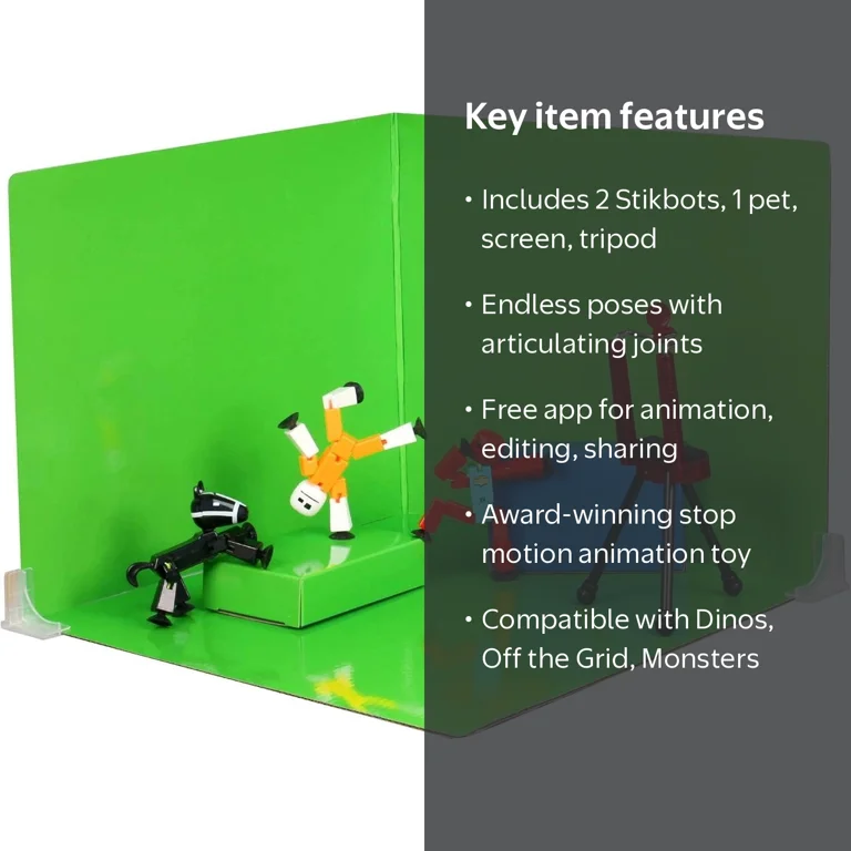 Stikbot Studio Pro Zanimation Set - 2 Stikbots & 1 Pet with Green