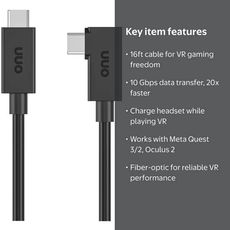 onn High Speed Optical Link Cable, 16', Compatible with Meta Quest