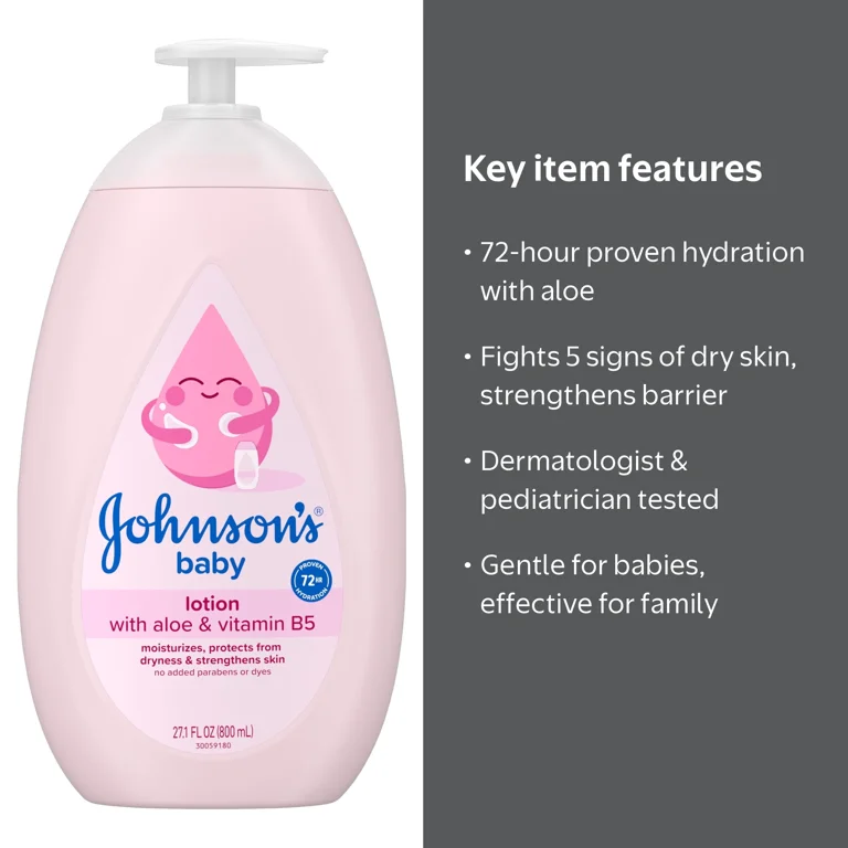 Johnson's Baby Lotion, Safe for Newborns, 27.1 Fl oz HSA/FSA