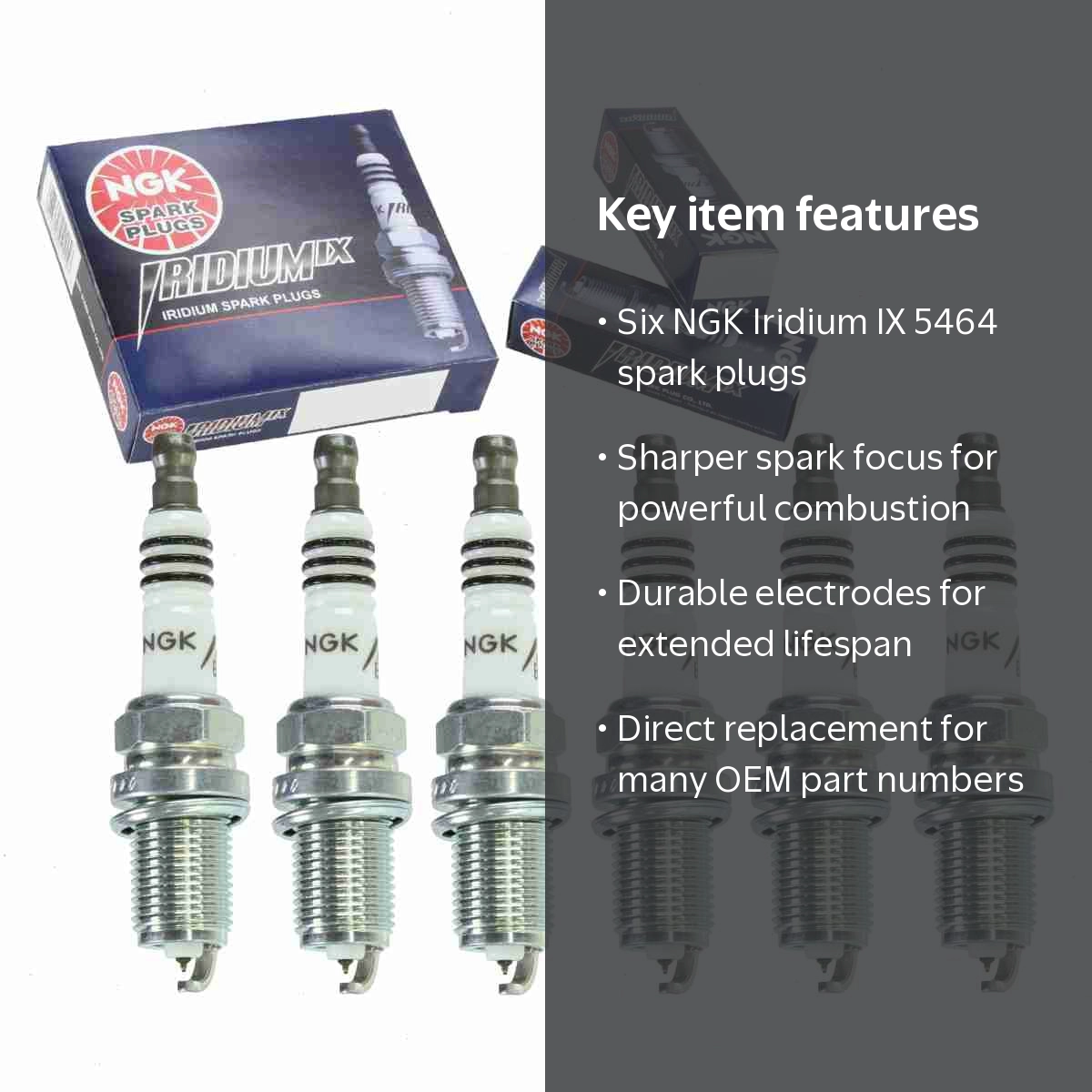 NGK, Spark Plugs, 5464 Iridium IX (BKR5EIX-11), 6 Pack - Walmart.com