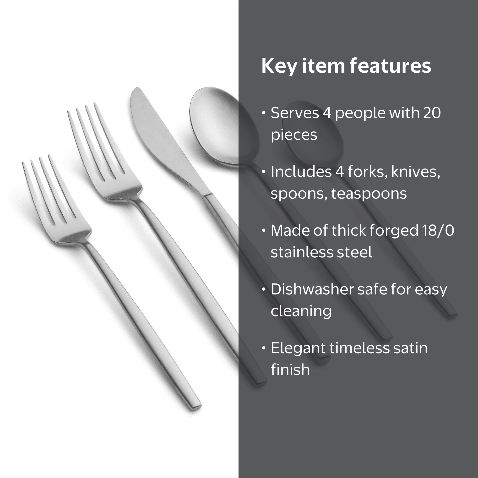Graze by Cambridge, Flatware Set, Service for 4, Satin Finish