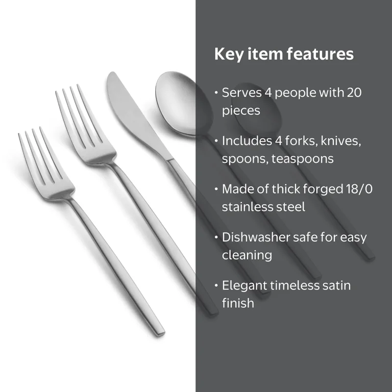 Graze by Cambridge, Flatware Set, Service for 4, Satin Finish