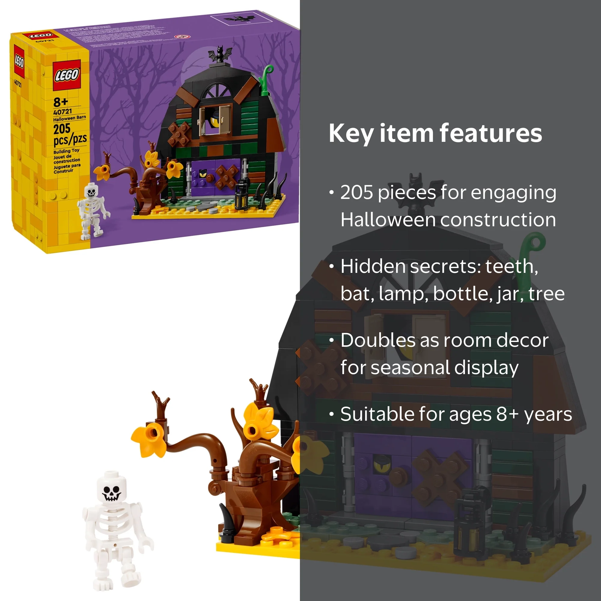 LEGO Halloween Barn Building Toy, 40721, Skeleton Minifigure