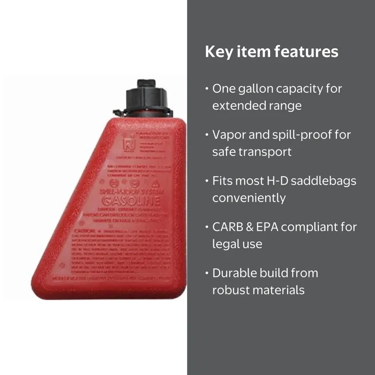 Reda Innovations 1 Gallon Gas Saddlebag Fuel Can, Spill-Proof