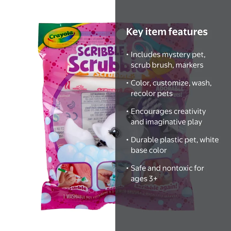 Crayola Scribble Scrubbie Pets Single Pack, Color & Wash Toy