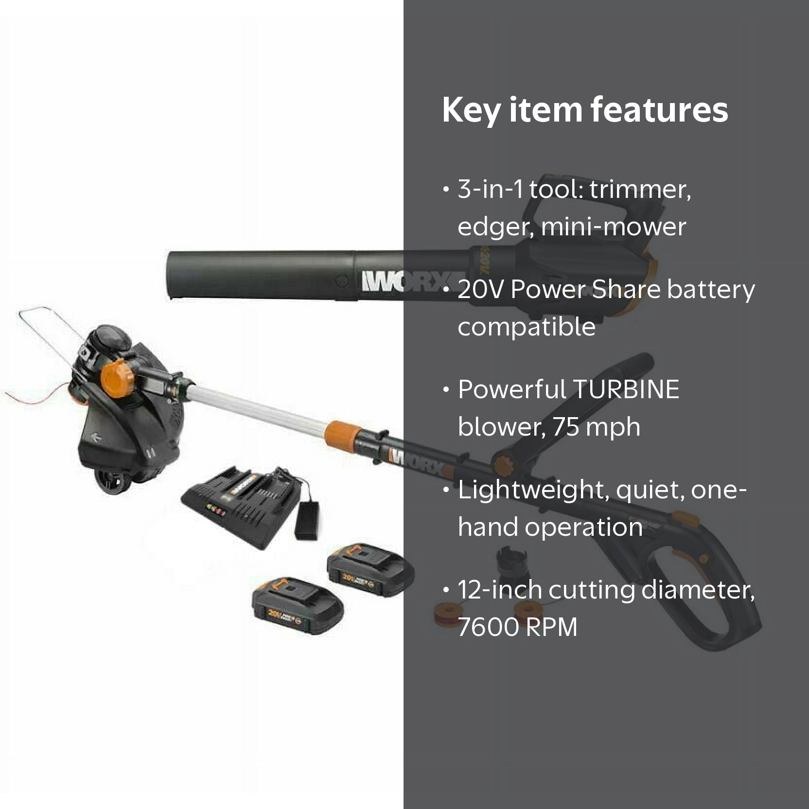 WORX WG930.2 20V Cordless String Trimmer & Blower Combo Kit