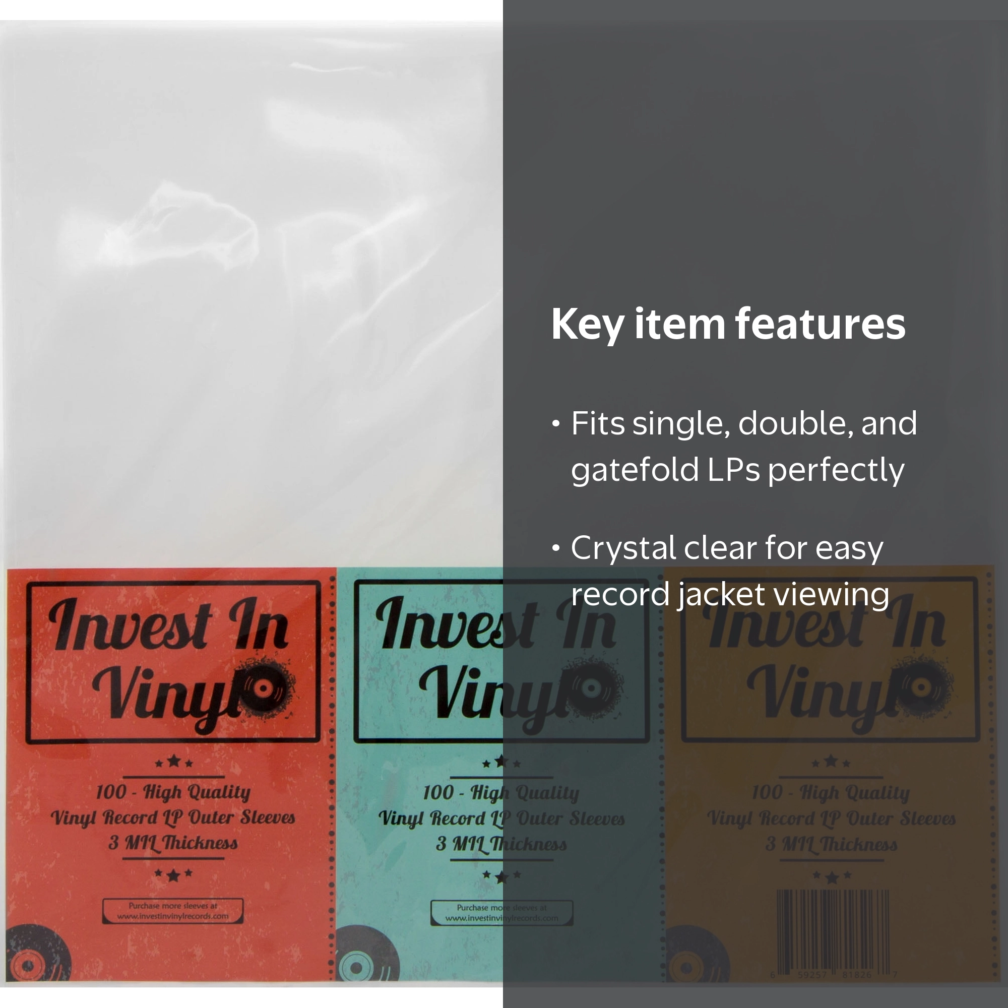 InvestInVinyl, Plastic Record Sleeves, 12.75