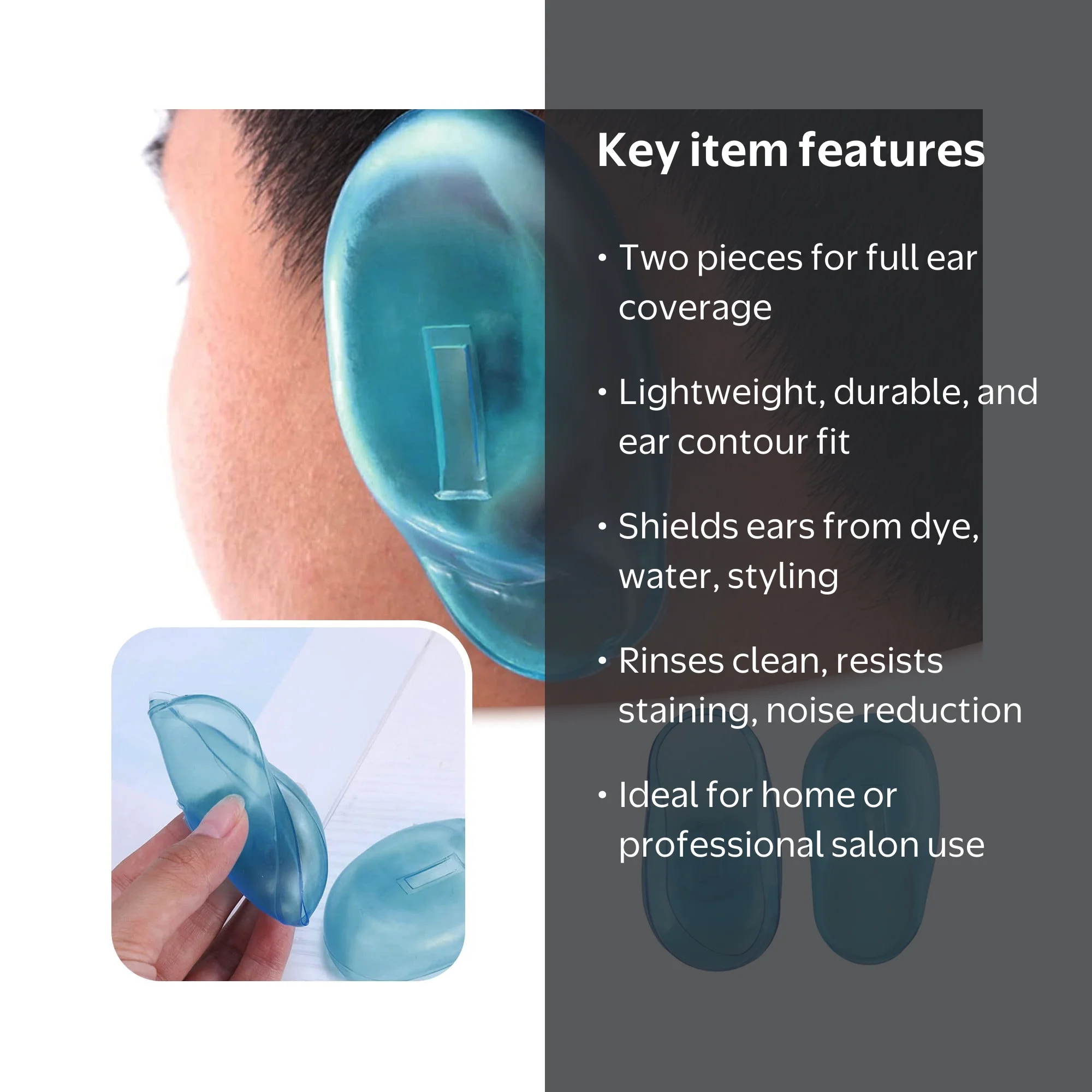 Herrenming, Blue Waterproof Ear Cover Shields, One Size, Silica